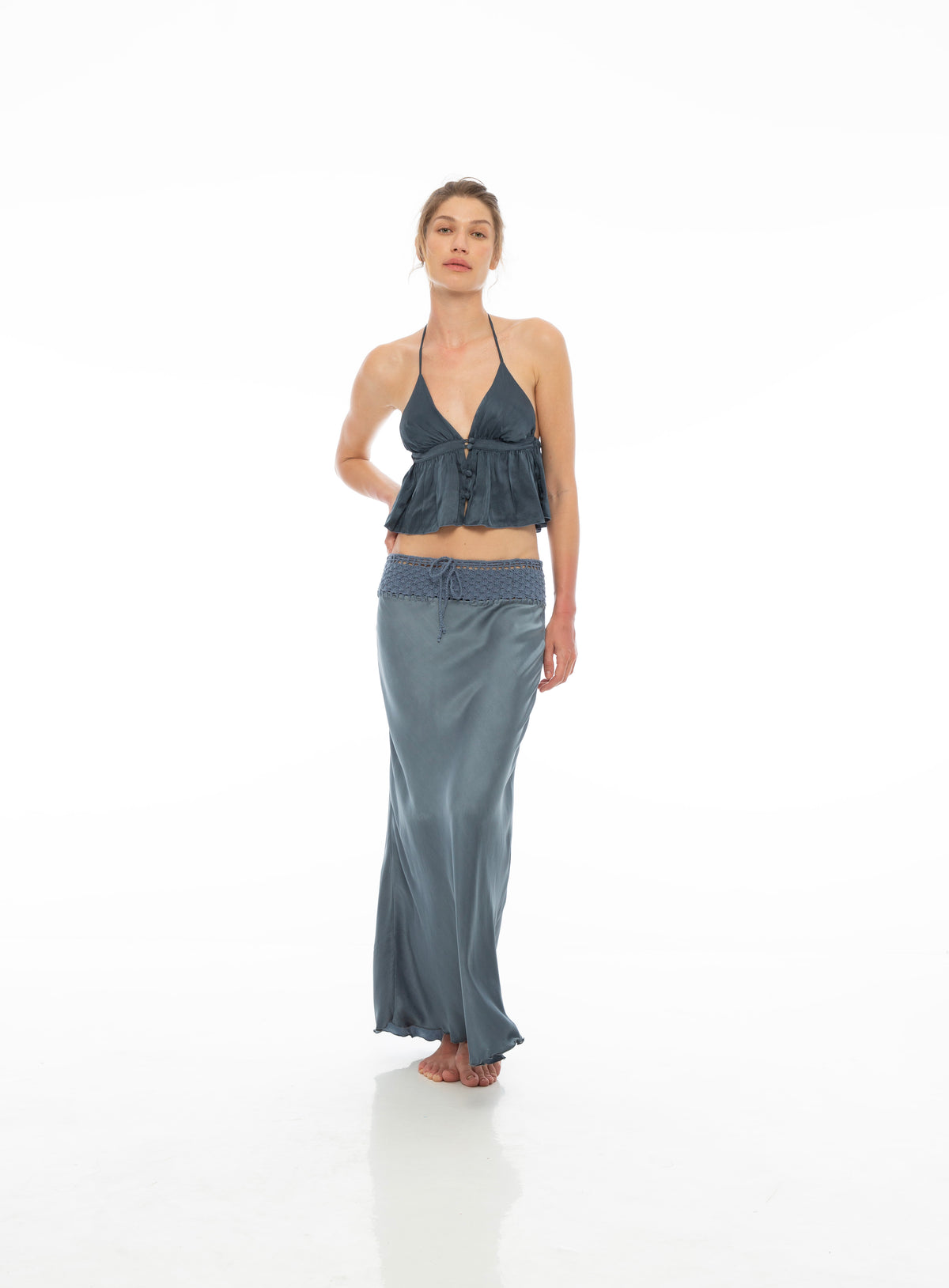 Claudia Bias Cut Silk Skirt