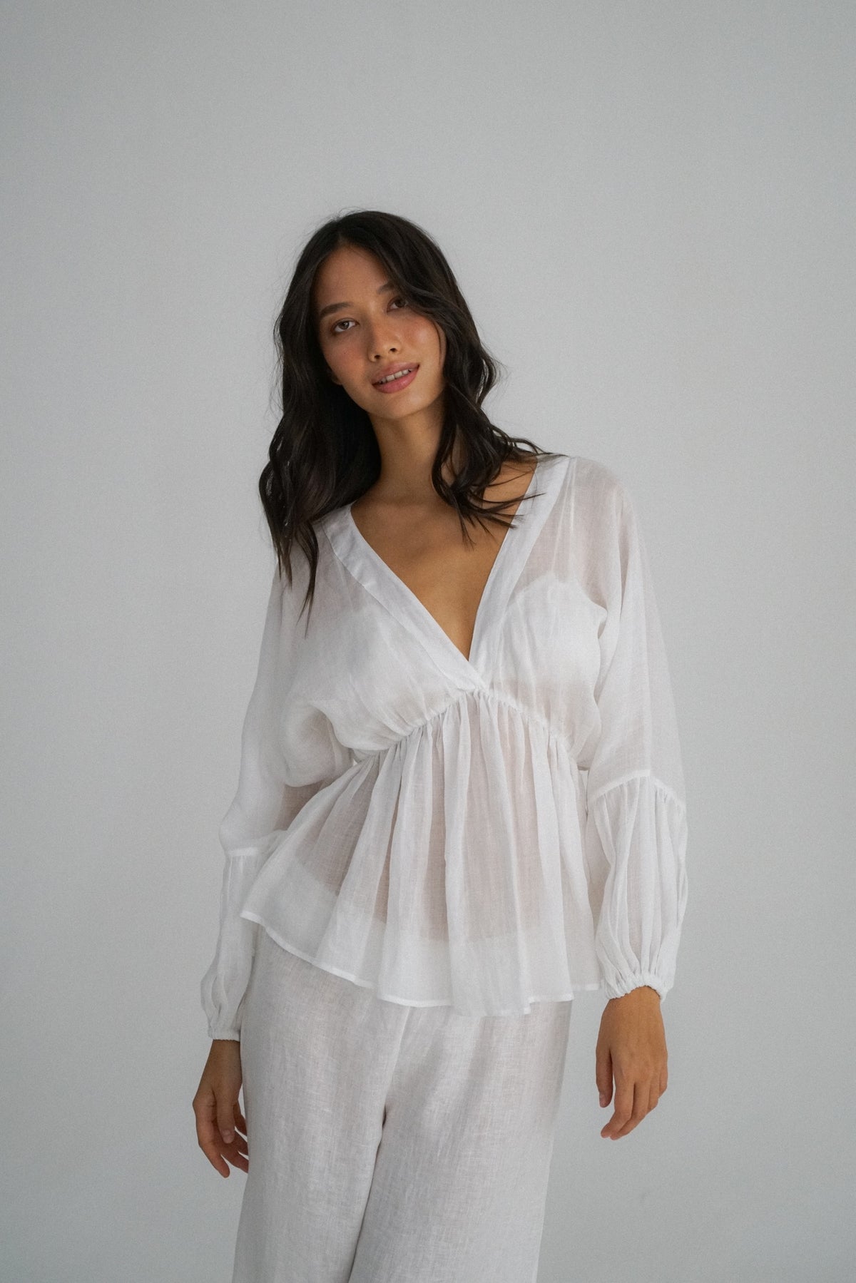 Jade Cotton Ramie Top