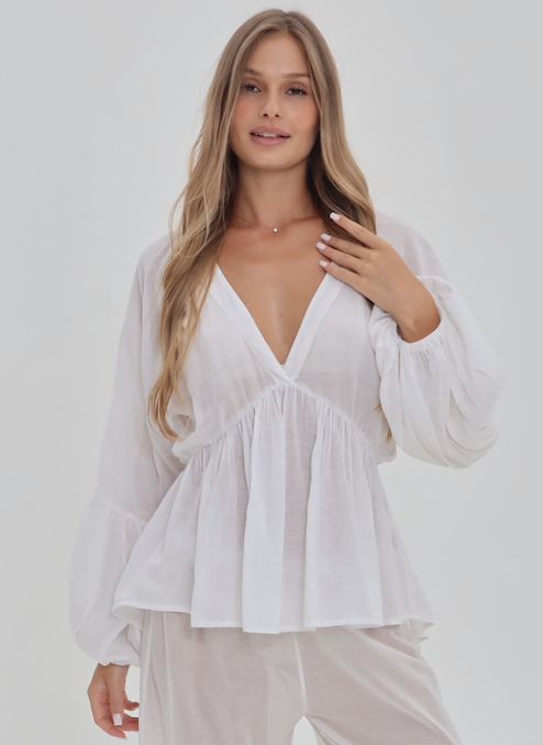 Jade Cotton Ramie Top
